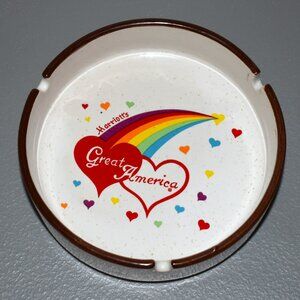 Vintage Marriott's Great America Ceramic Heart Rainbow Ashtray Dish